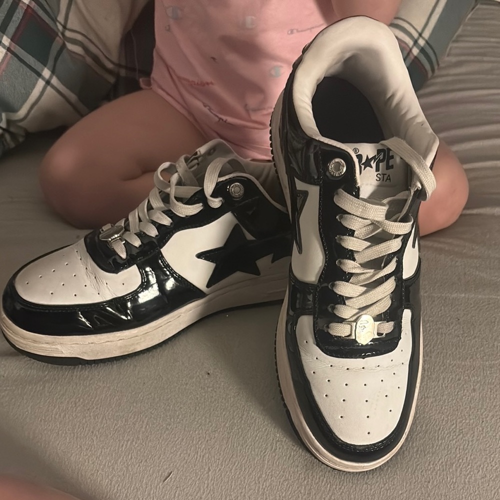 Bape Black and White Star Athletic Sneakers